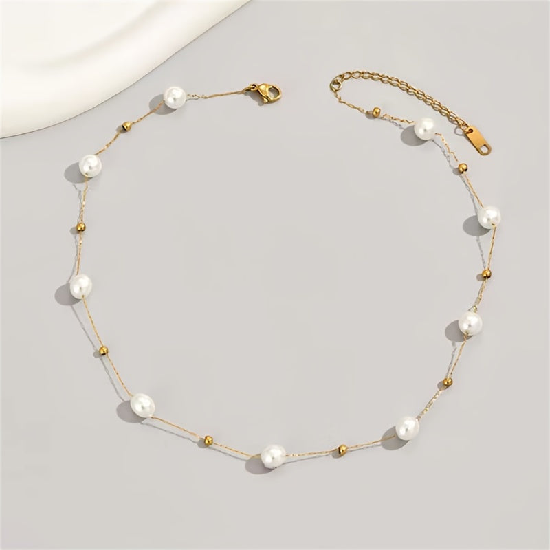 Baroque Imitation Pearl Necklace – Elegant 18K Gold Plated Jewelry