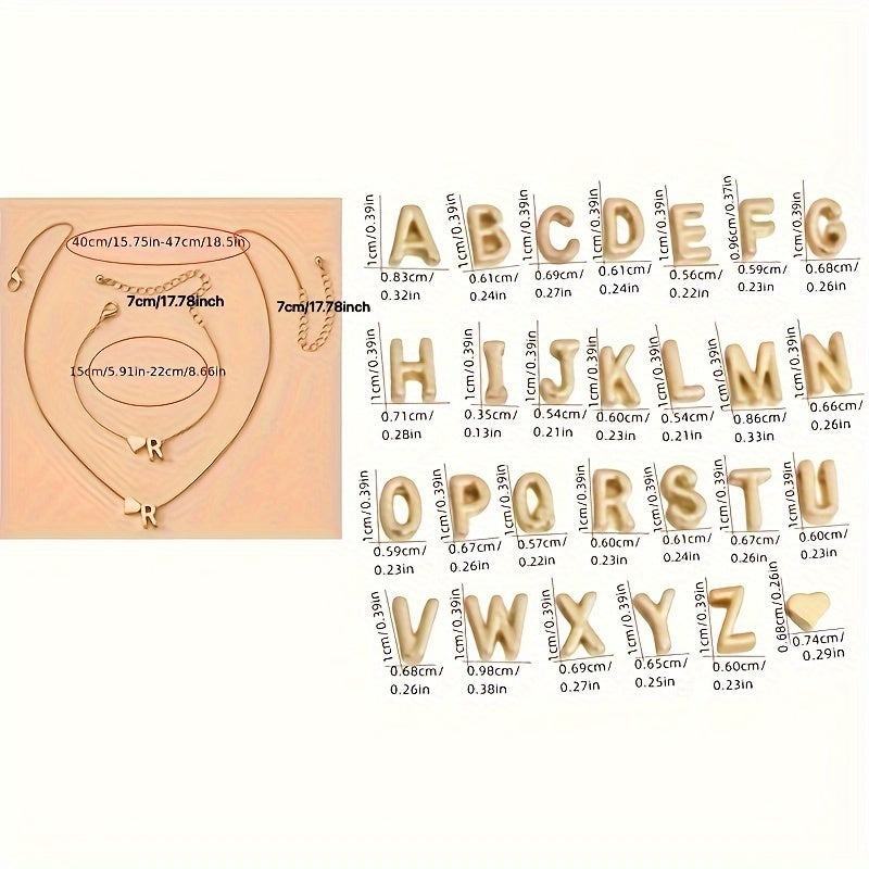 Minimalist Alphabet Jewelry Set – Necklace & Bracelet with Personalized Initial