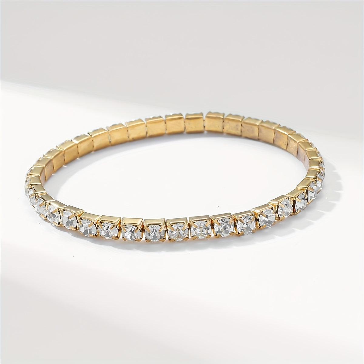 Tennis Link Rhinestone Bracelet – Sparkling Stretch Jewelry for Men & Women