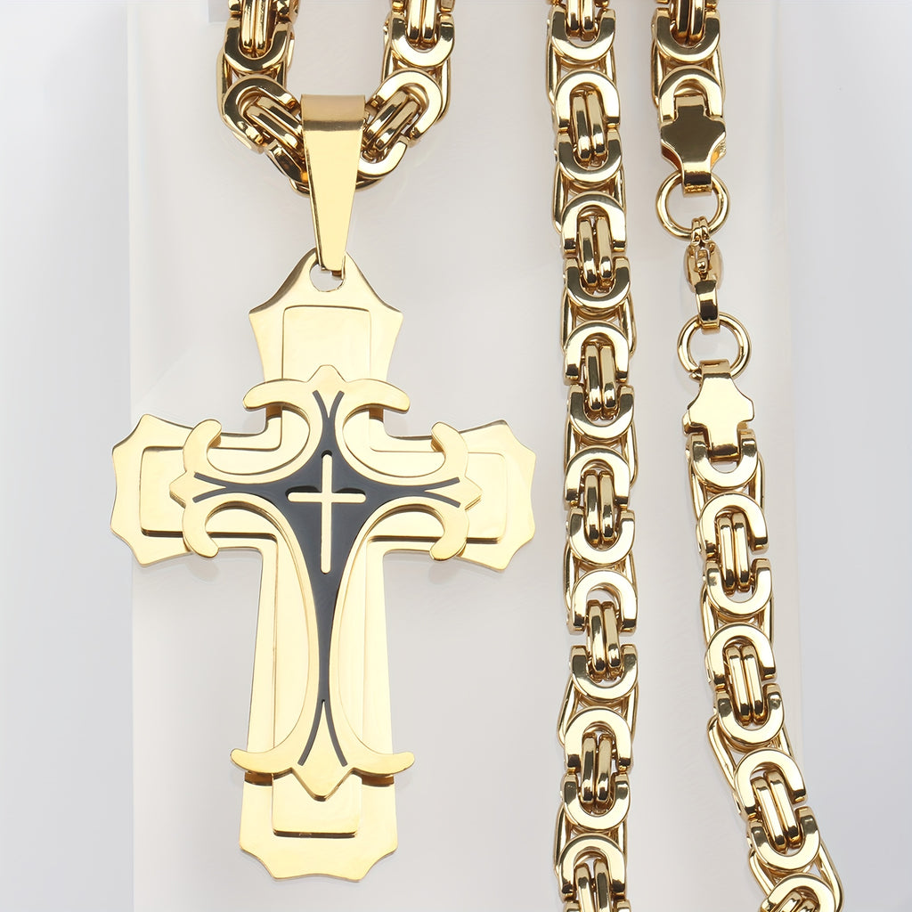 Men’s Vintage Multi-Layer Pendant Necklace – Stylish Gold Jewelry