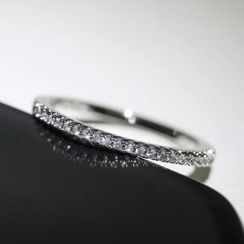 Minimalist Cubic Zirconia Ring for Women – Thin Stackable Jewelry