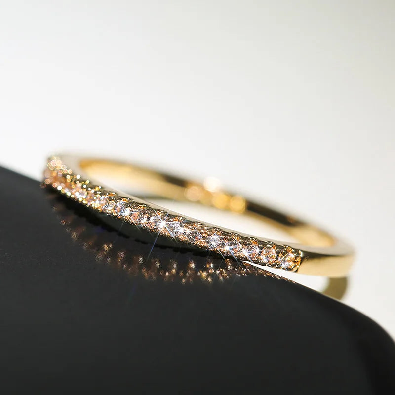 Minimalist Cubic Zirconia Ring for Women – Thin Stackable Jewelry