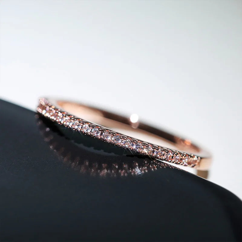Minimalist Cubic Zirconia Ring for Women – Thin Stackable Jewelry