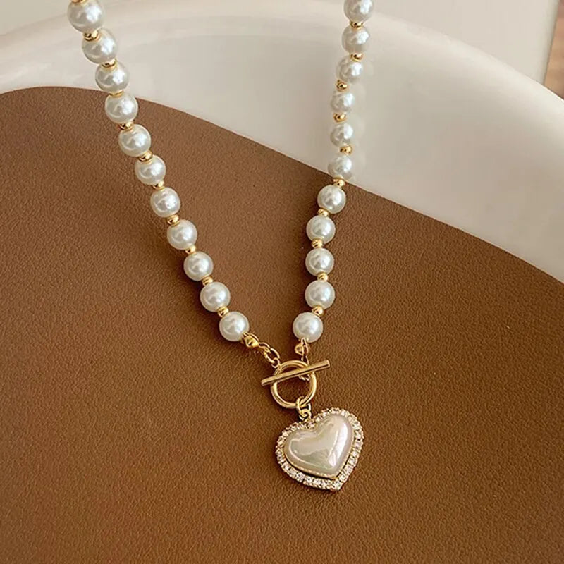 Elegant Pearl Heart Pendant Necklace for Women – Fashion Jewelry