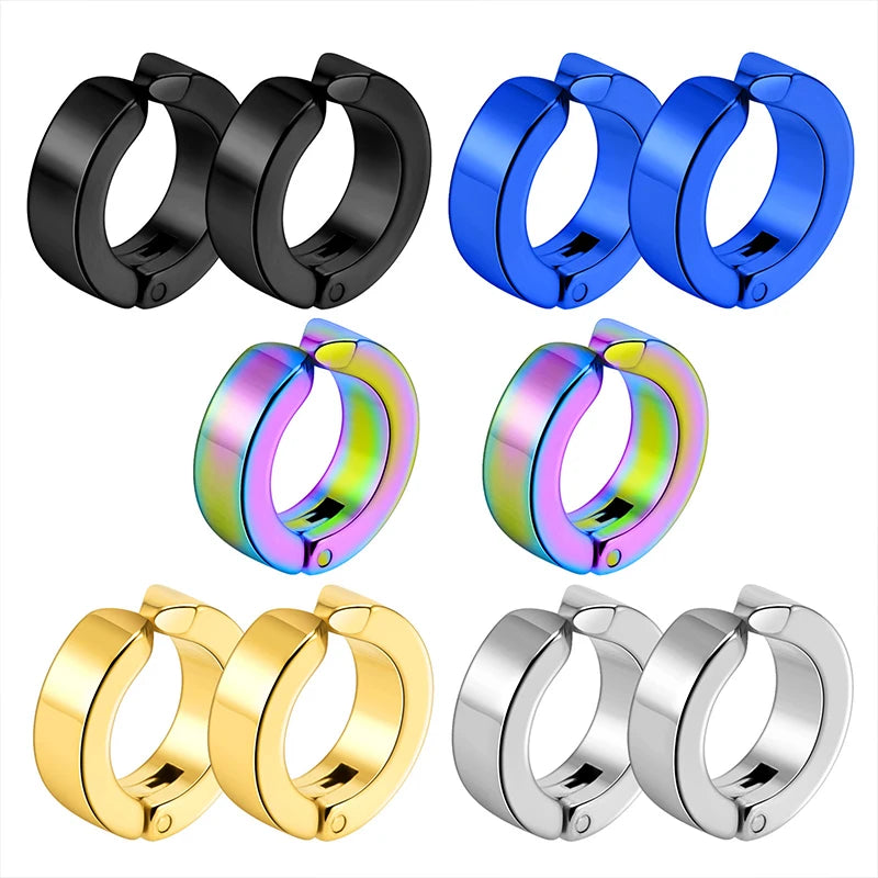 Korean Punk Stainless Steel Clip Earrings – Unisex Jewelry