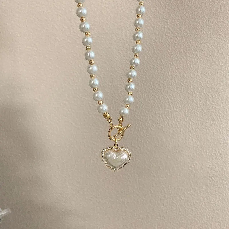 Elegant Pearl Heart Pendant Necklace for Women – Fashion Jewelry