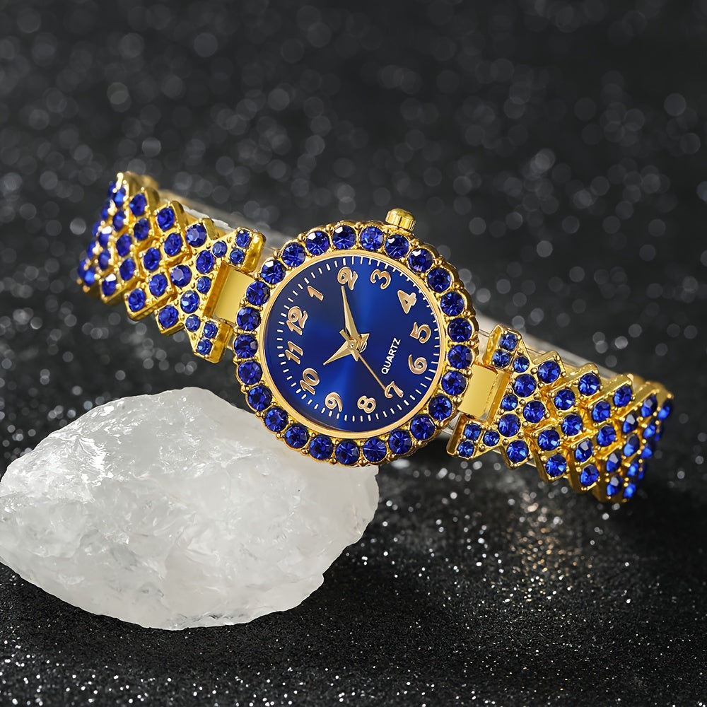 6-Piece Women’s Quartz Watch & Heart-Shaped Jewelry Set – Alloy Timepieces