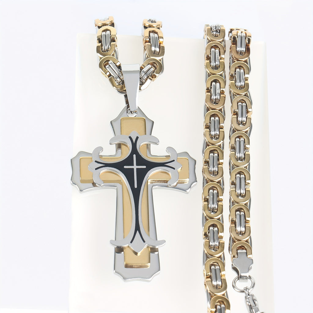 Men’s Vintage Multi-Layer Pendant Necklace – Stylish Gold Jewelry