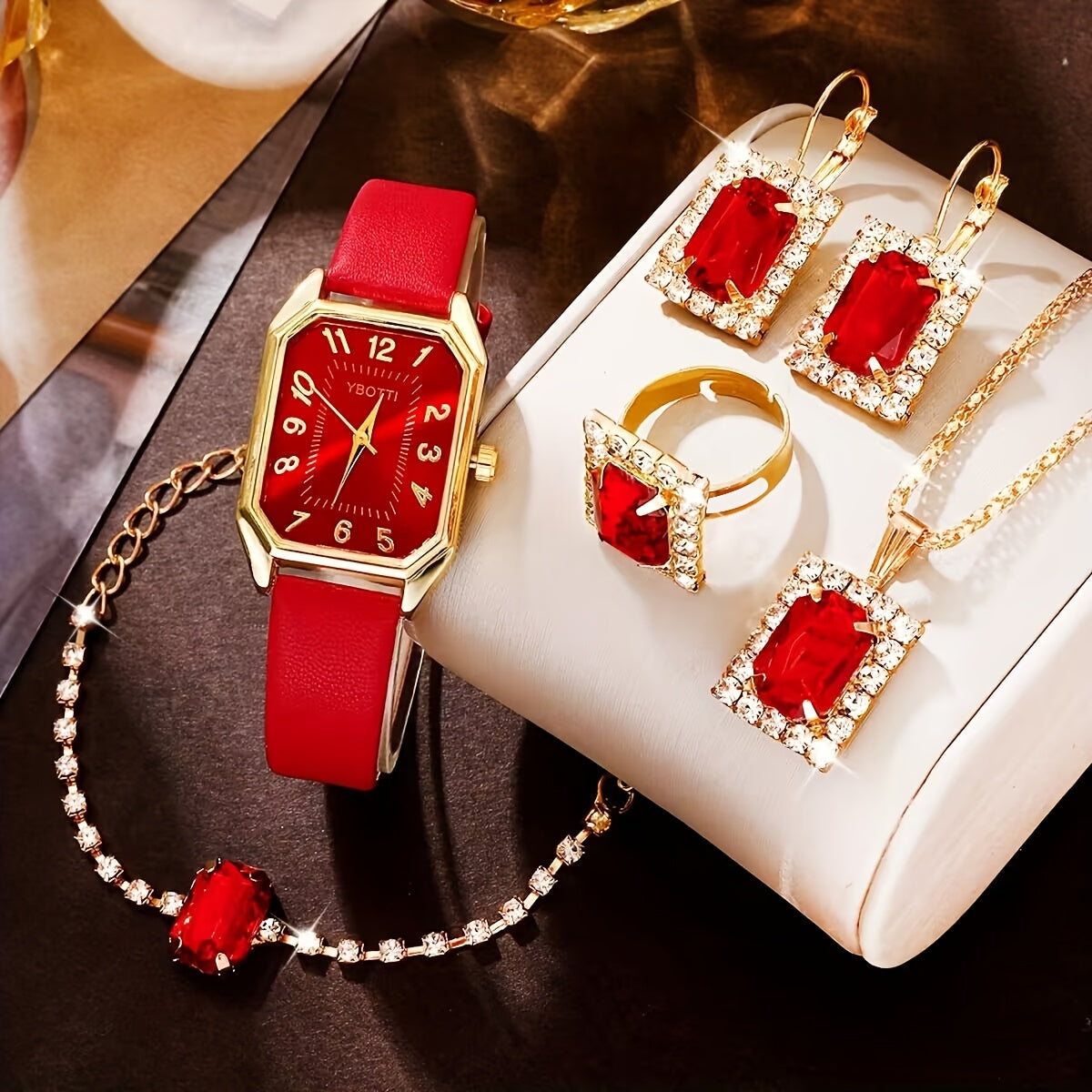 Retro Women’s Watch & Jewelry Set – Elegant 5/6-Piece Gift Set