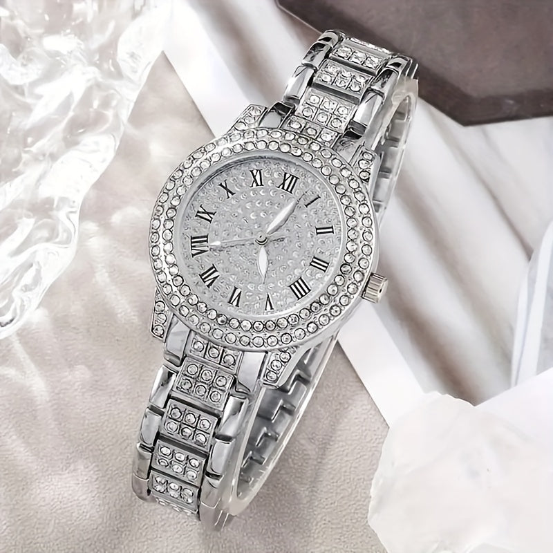 6-Piece Women’s Luxury Rhinestone Quartz Watch Set – Stylish Analog Jewelry