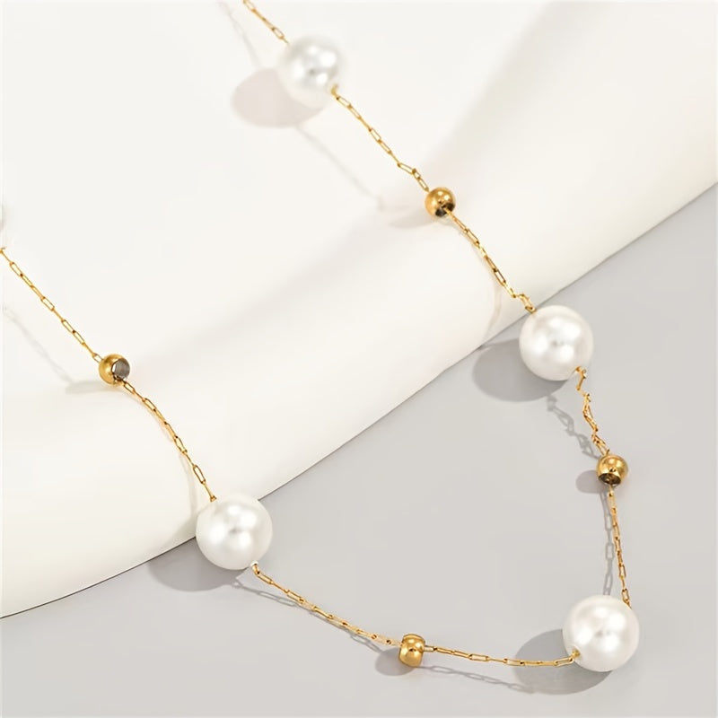 Baroque Imitation Pearl Necklace – Elegant 18K Gold Plated Jewelry
