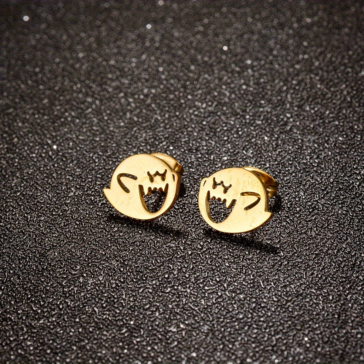 1 Pair Cartoon Ghost Stud Earrings – Minimalist Stainless Steel Jewelry