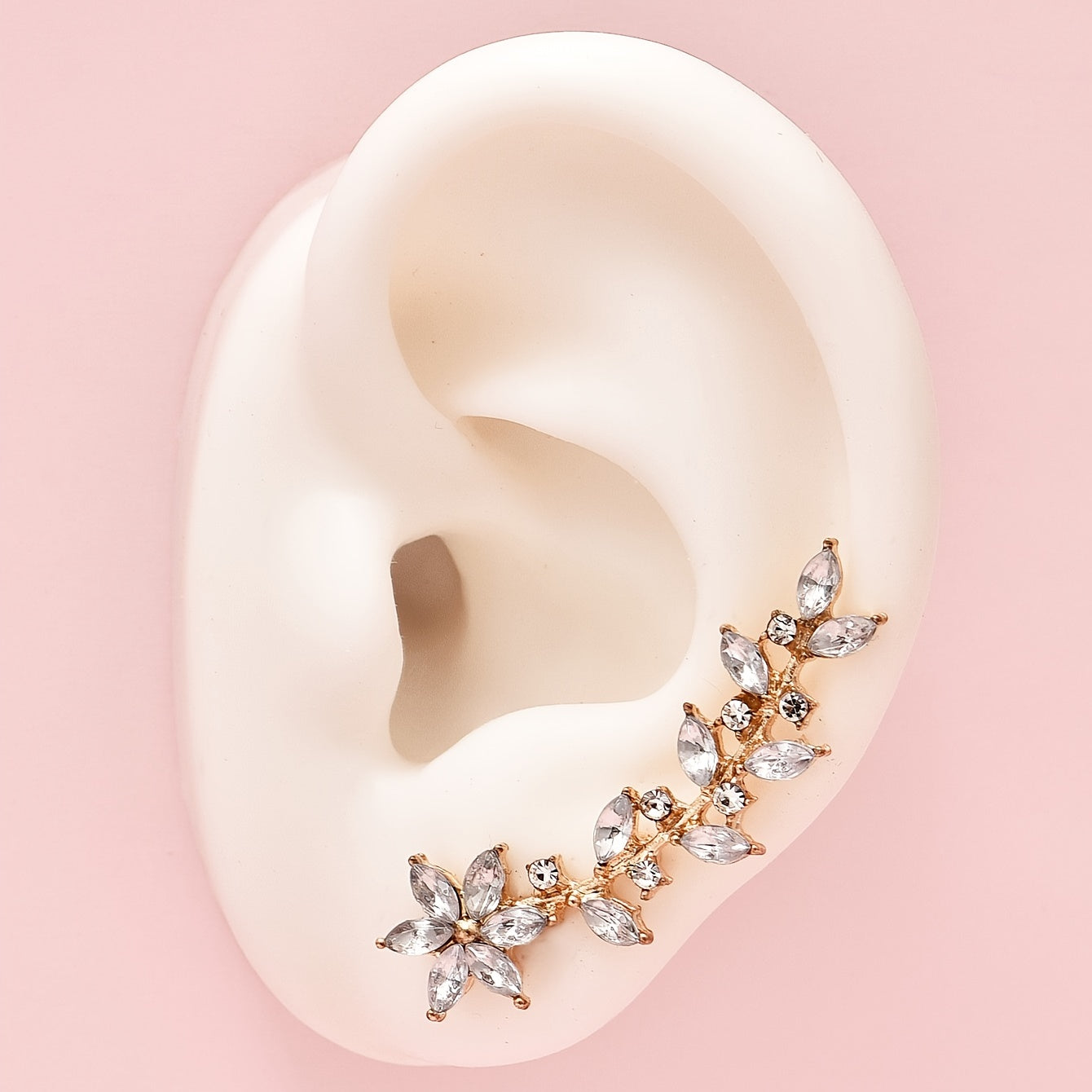 Bohemian Crystal Leaf Earrings – Rose Flower Dangle & Stud Jewelry