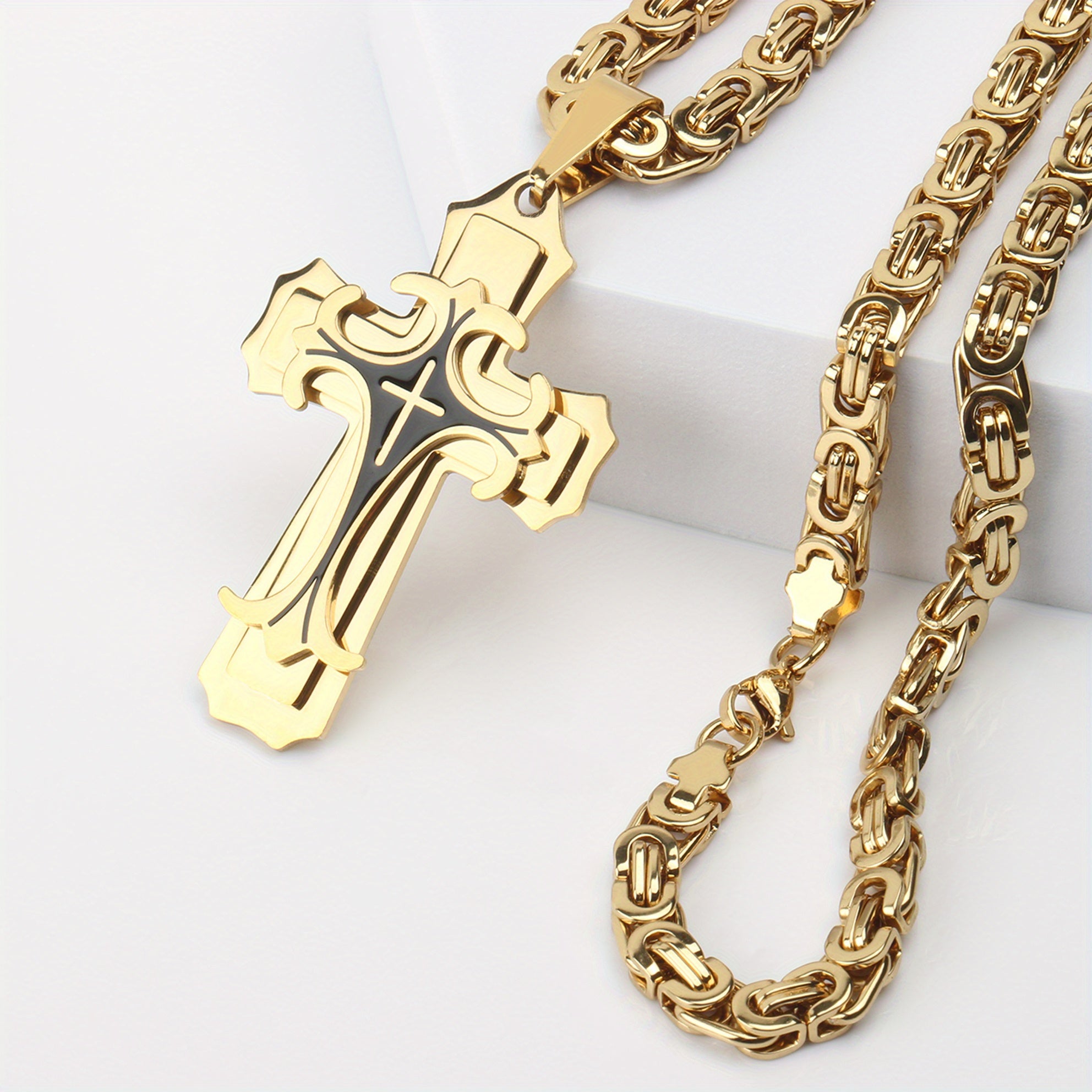 Men’s Vintage Multi-Layer Pendant Necklace – Stylish Gold Jewelry