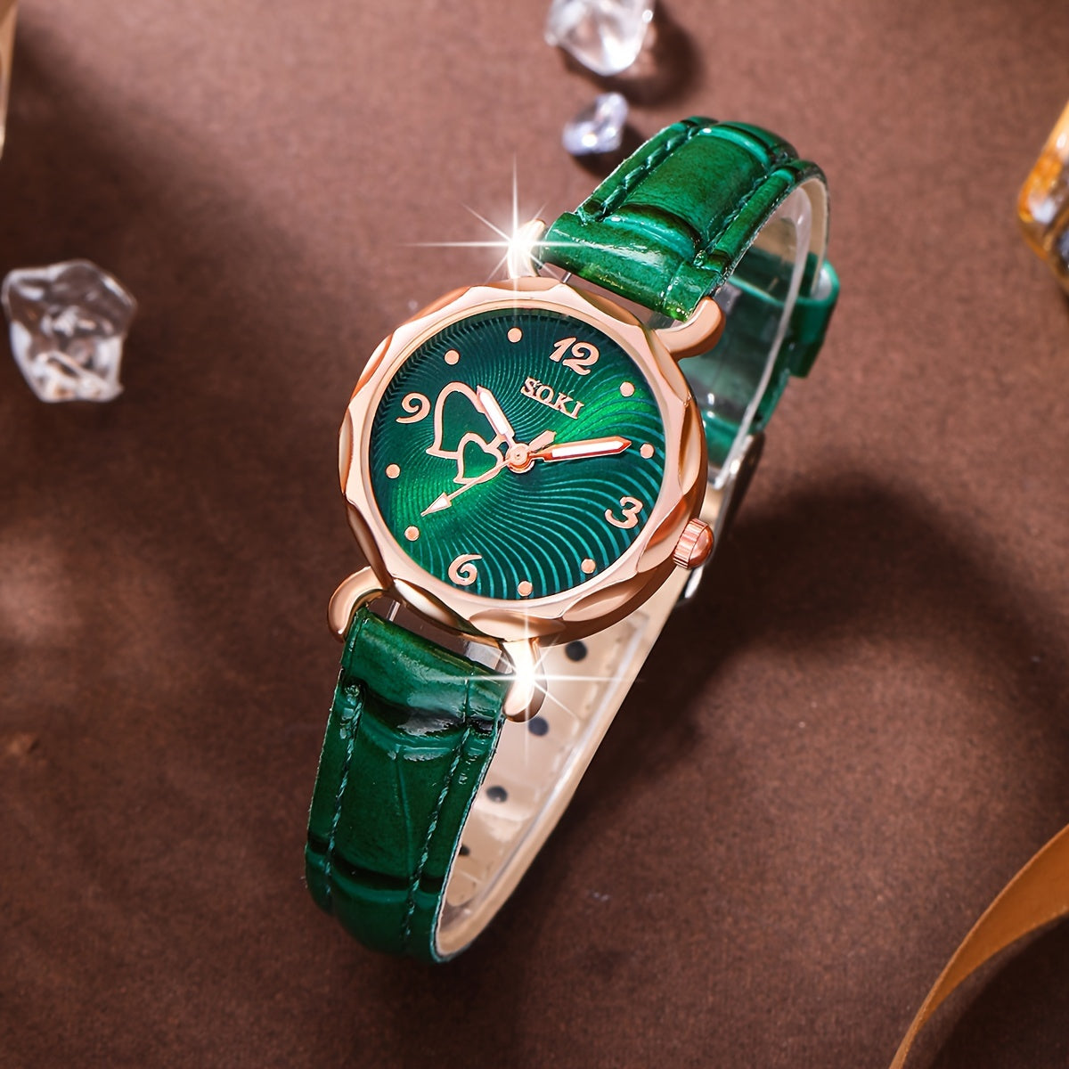 6-Piece Women’s Quartz Watch & Heart Jewelry Set – Fashionable Gift Set